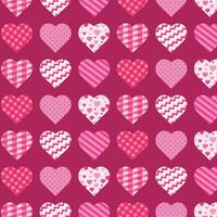 Background with hearts in patchwork style. vector