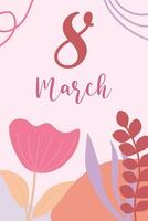 Postcard for the holiday of March 8th with flowers in a creative style. vector