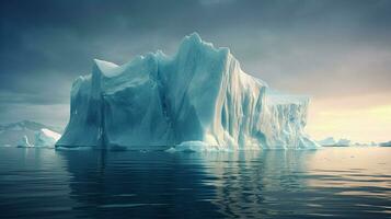 AI generated Beautiful iceberg in ocean water, frozen beauty and natural wonder photo