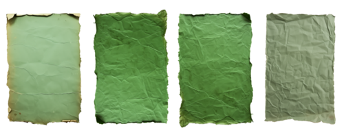 ai généré texturé vert papier assortiment isolé vitrine png