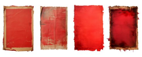 AI generated Vintage Red Parchment Paper Collection Isolated png