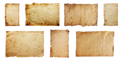 ai genererad antik papper texturer, årgång dokument isolerat png