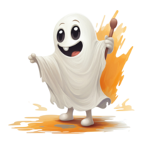 ai generato Halloween fantasma con arancia spruzzo su trasparente sfondo png