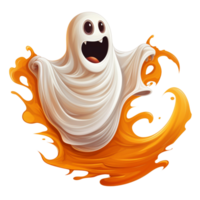 AI generated halloween ghost with orange splash on transparent background png