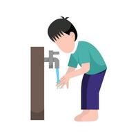 Muslim Boy Doing Ablution Step vector