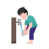 Muslim Boy Doing Ablution Step vector