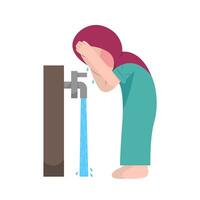 Muslim Girl Doing Ablution Step vector