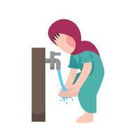 Muslim Girl Doing Ablution Step vector