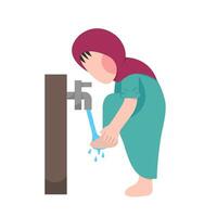 Muslim Girl Doing Ablution Step vector