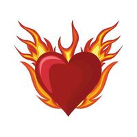 illustration of heart on fire vector