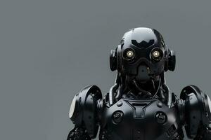 AI generated Close-up of a robot with a black body on a gray background photo