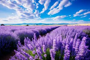 AI generated Lush lavender field in the countryside photo