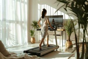 AI generated Cozy Home Fitness in Sunlight photo