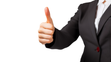 AI generated business woman showing thumbs up on a transparent background png