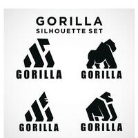 gorilla silhouette set vector