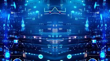 AI generated Abstract tech background Matrix particles grid virtual reality floating numbers hud generative ai photo