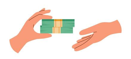 Hand giving money vector