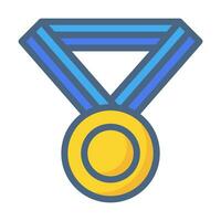 oro medallas premio icono o logo ilustración lleno contorno negro estilo vector
