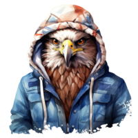 AI generated Eagle Wearing Winter Clothes For Christmas Event. Watercolor Style. AI Generated png