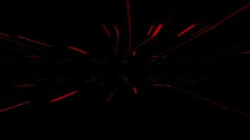 Hi-tech futuristic floating lines in dark space background, Red color glowing lines moving on black background video