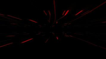 Hi-tech futuristic floating lines in dark space background, Red color glowing lines moving on black background video