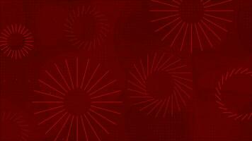 Abstract pattern Red color exploding lines geometrical background, circular dots abstract background video