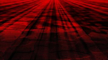 Red color digital data flow particles cyber technology futuristic background, sci-fi digital particles background video