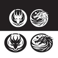 Dragon logo icons. Ancient mythical serpent symbol. Mythological beast sign. Vector illustration.