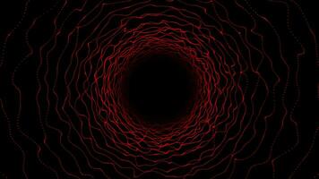 hi-tech klein in beweging deeltjes vormen sci-fi tunnel Aan zwart achtergrond, langzaam in beweging sci-fi tunnel deeltjes video