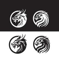 Dragon logo icons. Ancient mythical serpent symbol. Mythological beast sign. Vector illustration.