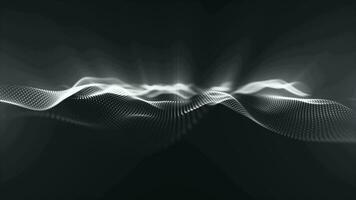 White and Black color particles wave Cyber technology background . Abstract seamless animation of glowing dots digital luxurious wave pattern flows background video