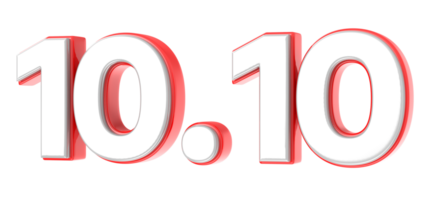 10.10 Sale 3D Number Illustration Concept Design png