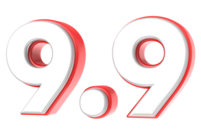 9,9 verkauf 3d-number illustration konzeptdesign png