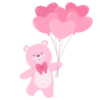 Teddy Bear with Red Heart Balloons png