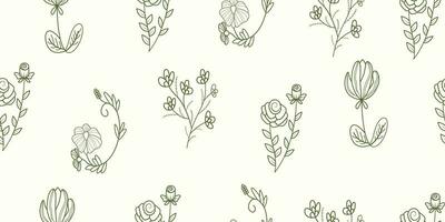 vector pattern of various types of outline flowers and shapes. vector floral pattern. Design for wallpaper, wrapping paper, background, fabric. Vector outline seamless pattern
