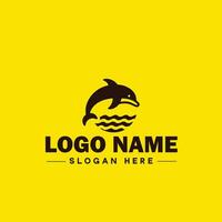 Dolphin logo and icon symbol clean flat modern minimalist logo design editable vector