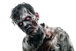 ai gerado zumbi homem isolado em transparente fundo. zumbi apocalipse png