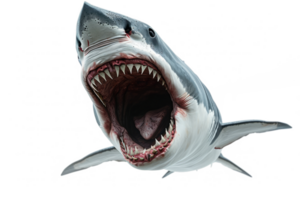 AI generated Shark with open jaws isolated on transparent background. Aggressive marine predator png