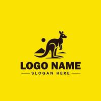 Kangaroo logo and icon symbol clean flat modern minimalist logo design editable vector