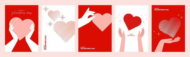 Valentines day greeting card templates and banners. Vector illustrations for Valentines day,  love message, social media and web banner, marketing.