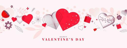 Valentines day. Vector illustration of greeting card template, background for Valentines day, love message, social media post, web banner.