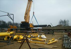 Platform of construction  pipelines photo