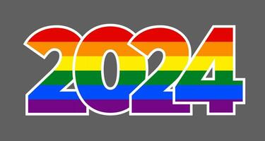 LGBTQ 2024 rainbow logo. Vector symbol of Pride Month support.