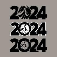 conjunto de logos 2024 con dragones icono con el símbolo de el año. sencillo y moderno diseño. chino nuevo año. vector