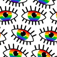 Seamless pattern with rainbow eyes. Vector modern flat illustration.