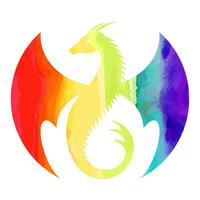 Rainbow dragon logo. Icon with the symbol of the year. Simple, modern, and concise design. vector