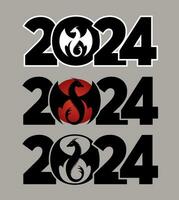 conjunto de logos 2024 con dragones icono con el símbolo de el año. sencillo y moderno diseño. chino nuevo año. vector