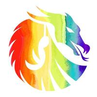 Rainbow dragon logo. Icon with the symbol of the year. Simple, modern, and concise design. vector