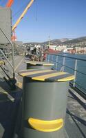 Mooring bollard on the decks of an industrial seaport. photo