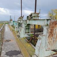 Valves for opening pipes of a water pumping station. Gateway ope photo